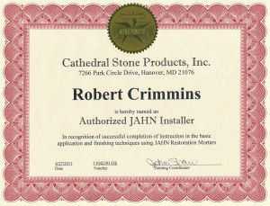 Crimmins Jahn Mortar Certificate